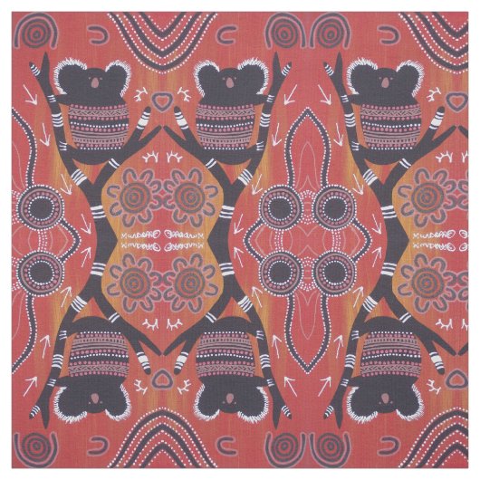 Red Koala Aboriginal Art Fabric Stoff (Muster)