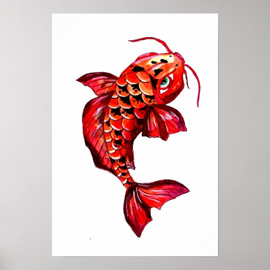 Red Koi Carp Fish Poster (Vorne)
