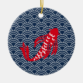Red Koi Fish Keramik Ornament