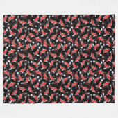 Red Koi Fish Pattern Fleecedecke (Vorderseite (Horizontal))