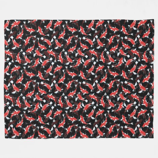 Red Koi Fish Pattern Fleecedecke (Vorderseite (Horizontal))