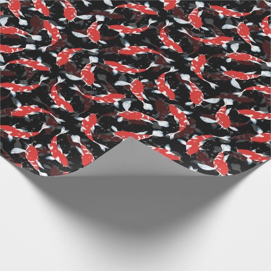 Red Koi Fish Pattern Geschenkpapier (Ecke)