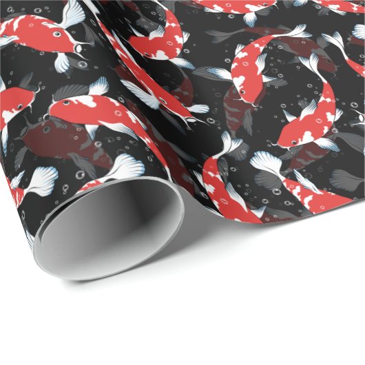 Red Koi Fish Pattern Geschenkpapier (Rolleneckpunkt)