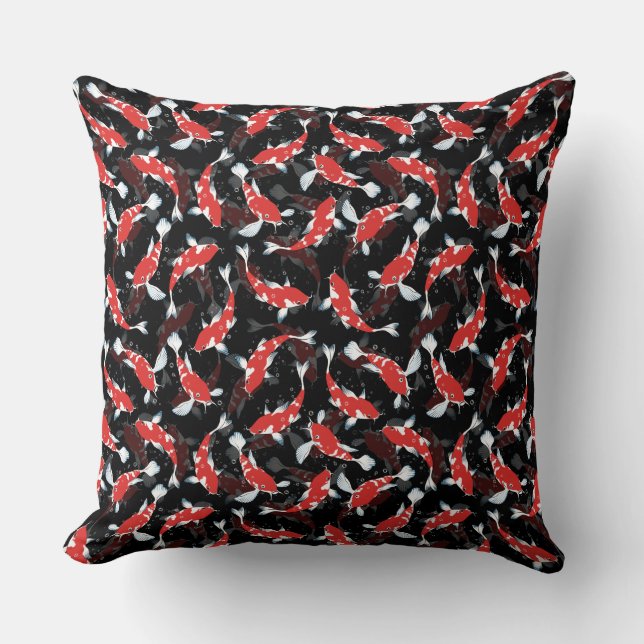 Red Koi Fish Pattern Kissen (Vorderseite)