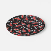 Red Koi Fish Pattern Pappteller (Schrägansicht)