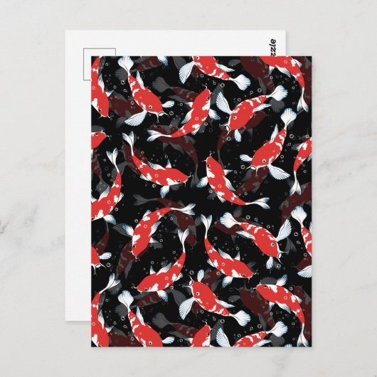 Red Koi Fish Pattern Postkarte (Vorne/Hinten)