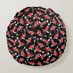 Red Koi Fish Pattern Rundes Kissen