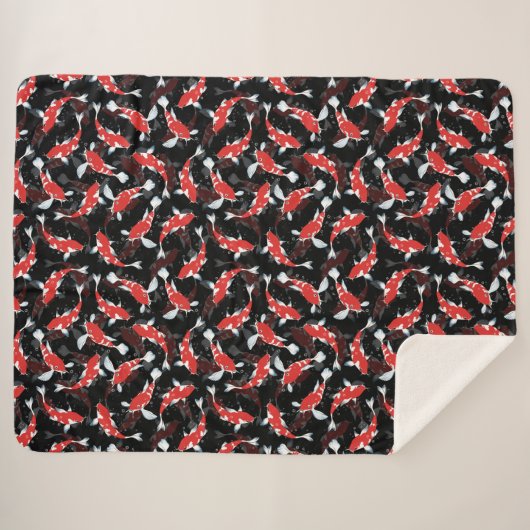 Red Koi Fish Pattern Sherpadecke (Vorderseite (Horizontal))