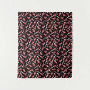 Red Koi Fish Pattern Wandteppich