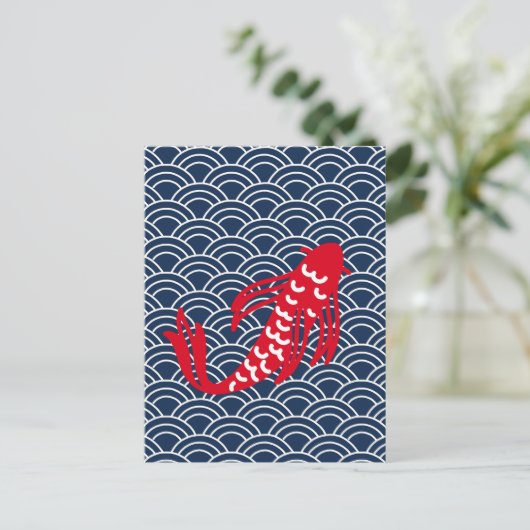 Red Koi Fish Postkarte (Stehend Vorderseite)