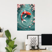 Red Koi Fish Vintag Inspirierte japanische Kunst Poster (Heimbüro)