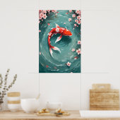 Red Koi Fish Vintag Inspirierte japanische Kunst Poster (Küche)