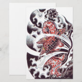 Red Koi Tattoo Design Briefpapier (Vorne/Hinten)
