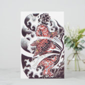Red Koi Tattoo Design Briefpapier (Stehend Vorderseite)