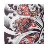 Red Koi Tattoo Design Fliese (Vorderseite)