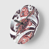 Red Koi Tattoo Design Runde Wanduhr (Winkel)