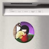 Red Kokeshi Doll Art Magnet (In Situ (Geschirrspüler))