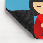 Red Kokeshi Japanische Puppen Mousepad (Ecke)