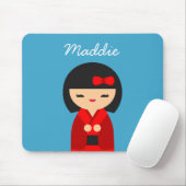 Red Kokeshi Japanische Puppen Mousepad (Mit Mouse)