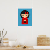 Red Kokeshi Japanische Puppen Poster (Küche)