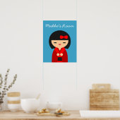 Red Kokeshi Japanische Puppen Poster (Küche)