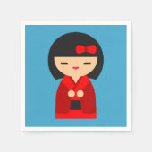 Red Kokeshi Japanische Puppen Serviette (Vorderseite)