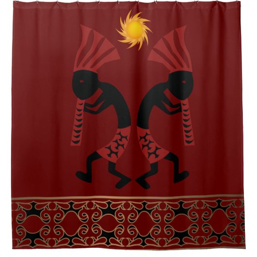 Red Kokopelli Duschvorhang (Vorderseite)