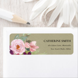 RED KRAFT PINK BLUS ROSE WATERCOLOR FLORAL ADRESSE