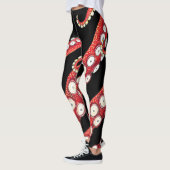 Red Kraken Octopus Tentacles Black Leggings (Links)