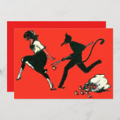 Red Krampus Chasing Woman Äpfel (Vorne/Hinten)