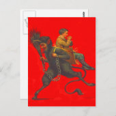 Red Krampus Kidnapping Boy Postkarte (Vorne/Hinten)