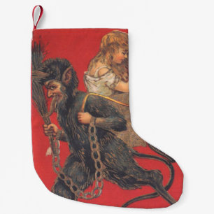 Red Krampus Kidnapping Mädchen Kleiner Weihnachtsstrumpf