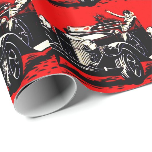 Red Krampus Kidnapping Women Car Geschenkpapier (Rolleneckpunkt)