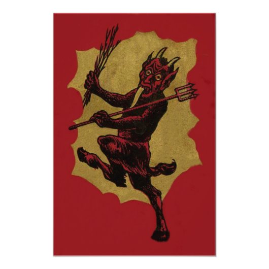 Red Krampus Pitchfork Switch Tongue Fotodruck (Vorne)