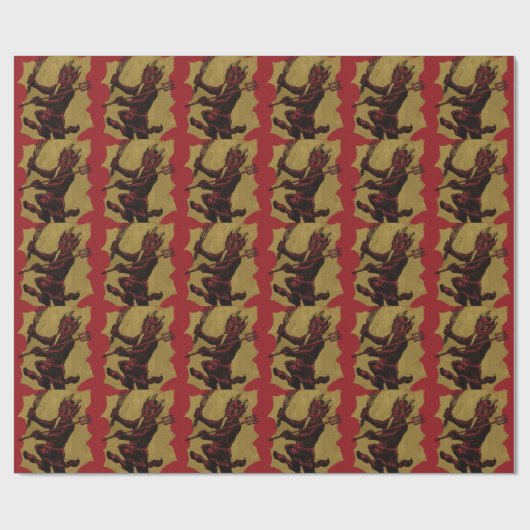 Red Krampus Pitchfork Switch Tongue Geschenkpapier (Flach)