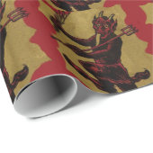 Red Krampus Pitchfork Switch Tongue Geschenkpapier (Rolleneckpunkt)
