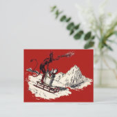 Red Krampus Sleigh Mountain Switch entführt Postkarte (Stehend Vorderseite)