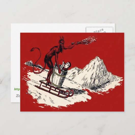 Red Krampus Sleigh Mountain Switch entführt Postkarte (Vorne/Hinten)