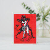 Red Krampus Slicing Heart Heartbreaker Postkarte (Stehend Vorderseite)