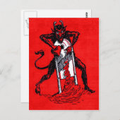 Red Krampus Slicing Heart Heartbreaker Postkarte (Vorne/Hinten)