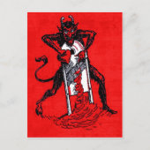 Red Krampus Slicing Heart Postkarte (Vorderseite)
