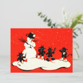 Red Krampus Snowball Fight Snowman (Stehend Vorderseite)