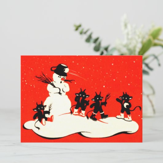 Red Krampus Snowball Fight Snowman (Stehend Vorderseite)