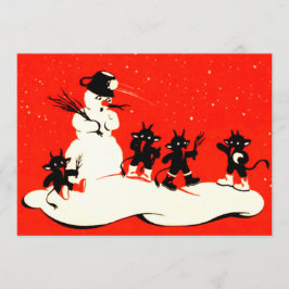 Red Krampus Snowball Fight Snowman