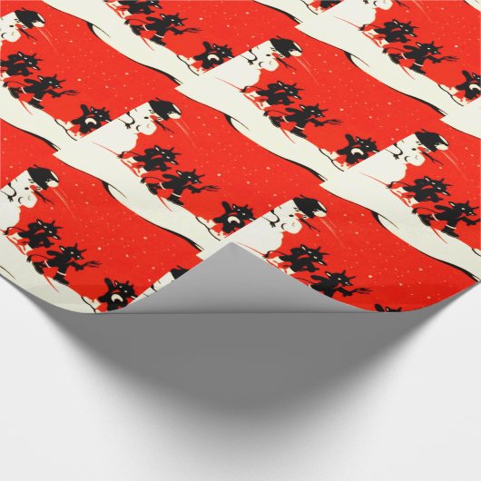 Red Krampus Snowball Fight Snowman Switch Geschenkpapier (Ecke)