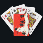 Red Krampus Snowball Fight Snowman Switch Spielkarten<br><div class="desc">Vintage Krampus Christmas print</div>