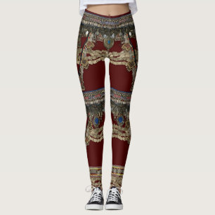 Red Kuchi Tribal Muster Leggings