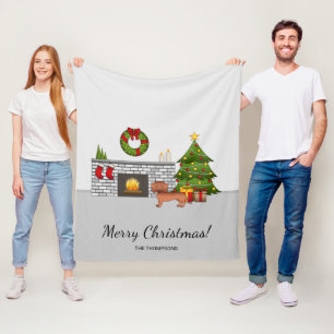 Red Kurz Hair Dackel Niedlich Hund - Weihnachtsrau Fleecedecke