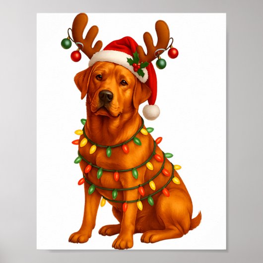 Red Lab Christmas Tree Light Pajama Labrador Dog L Poster (Vorne)