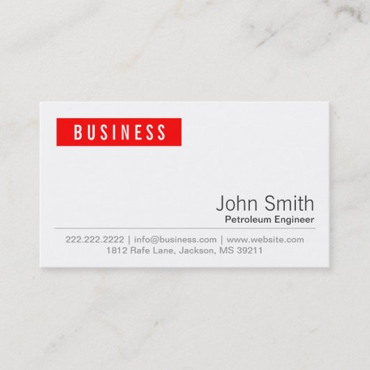 Red Label Petroleum Engineer Business Card Visitenkarte (Vorderseite)